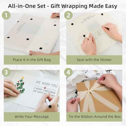 Vienrose Self Adhesive Photo Album Gift Set, Linen Cover Scrapbook with DIY Window, Holds 4x6 5x7 8x10 Photos, 30 Sheets 60 Pages for Family Wedding Baby, Includes Pen, Card, Lace Strap, Green - Image 5