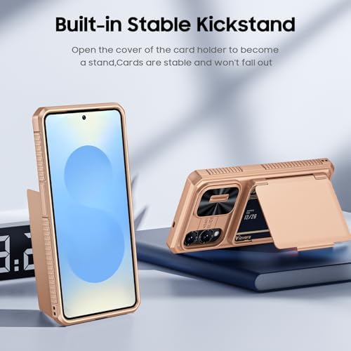 GooseBox for Samsung Galaxy S25 Edge Case Wallet with RFID [Cards Holder][Camera Cover][Edge Raised] Full Body Shockproof Silicone Protective Phone Case for Galaxy S25 Edge 2025 (Champagne Gold) - Image 6