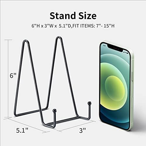 Kruodop 6 Inch Plate Stands for Display, 5 Pack Plate Holder Display Stand, Black Metal Frame Easel Holder Stand for Pictures,Book, Photo, Decorative Plate - Image 2