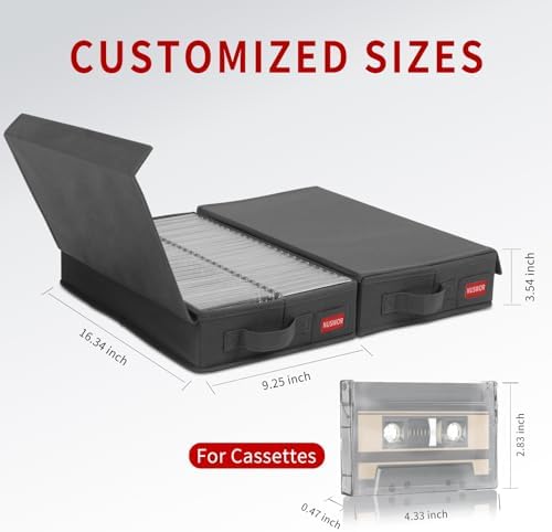 NUSWOR Cassette Tape Storage Box -Audio Cassette Holder 3Pack – Grey - Image 2