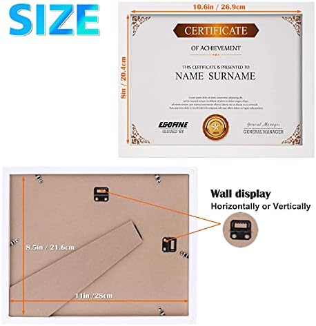 Egofine 8.5x11 Picture Frames Set of 4, Made of Solid Wood Covered by Plexiglass for Document,Diploma, Certificates and Degree, for Table Top Display and Wall Mounting Photo Frame White - Image 6