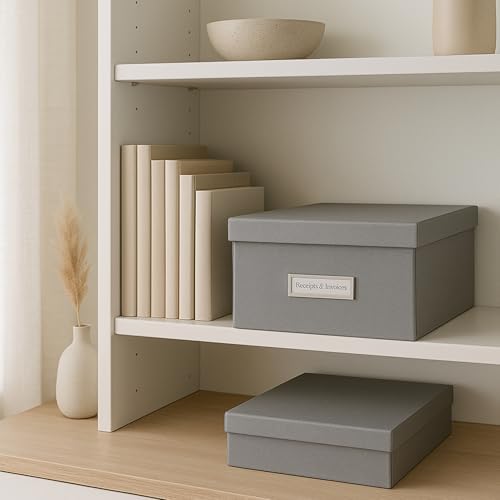 Bigso Box of Sweden Katrin Collapsible Storage Box with Labelframe for Easy Identification - Simple Assembly Without Tools - Decorative Storage Boxes with Lids - 13.5in x 17.6in x 7.2in - Gray - Image 5