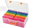 Photo Storage Box 5 x 7 Inches, 18 Inner Photo Cases with Dividers, Colorful Acid-Free Photo Storage Containers with Handle, Photo Organizer Craft Keeper for Stickers, Craft, Stamp by Haundry
