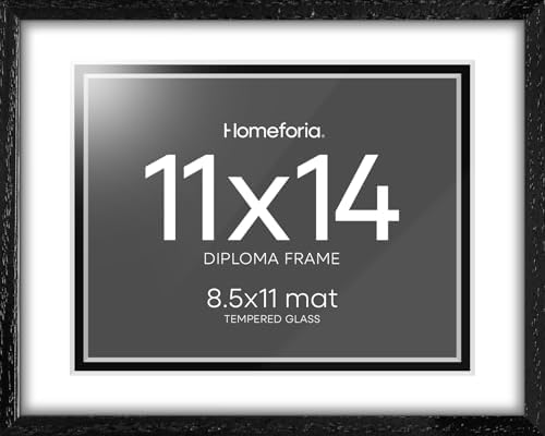 Homeforia 11x14 White Oak Diploma Frame, High-End Wood, 8.5x11 Mat, Glass by Homeforia