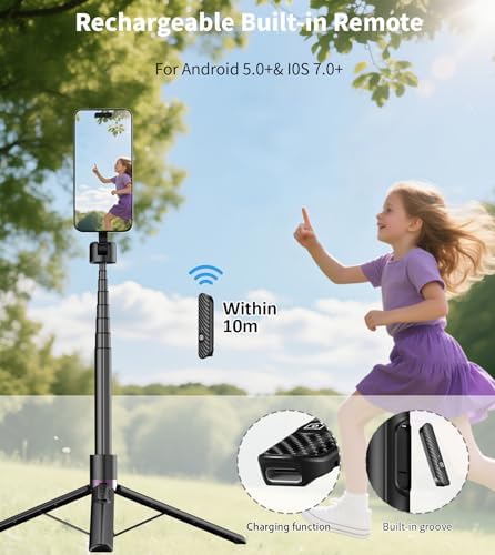 TONEOF 68" Magnetic Aluminum Phone Tripod Selfie Stick for iPhone & Android - Image 3
