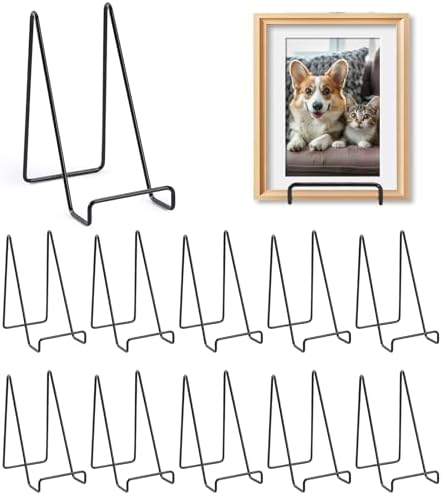 12 Pack 6 Inch Plate Stands for Display,Book Display Stand,Black Metal Decorative Plate Stand,Small Easels for Display,Suitable for Books, Desktop Art, Images, Photos,and Collages by Unknown