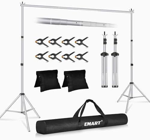 EMART Backdrop Stand 10x8.5FT Adjustable Back Drop Stand for Party -Silver by EMART