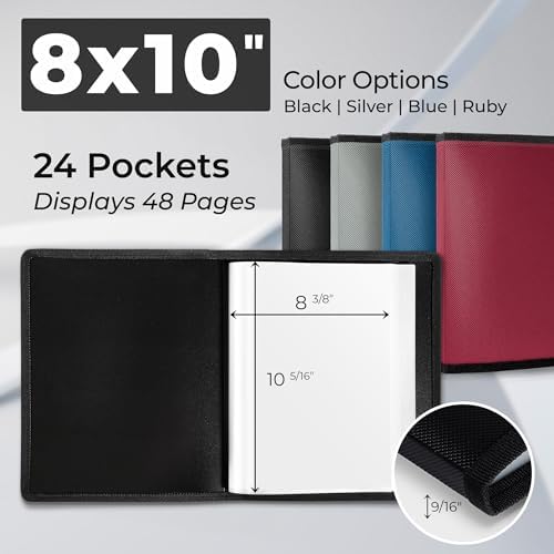 Dunwell 8x10 Photo Album & Art Portfolio Book, 24 Sleeves, Black - Image 5