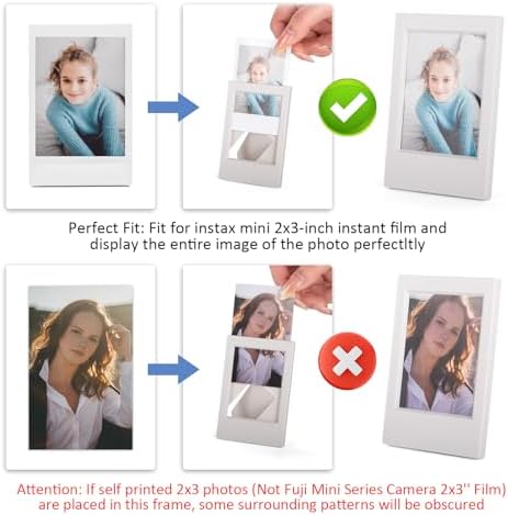 2x3 Photo Frames for Instax Mini EVO 13 12 Liplay SE Link 3 Camera Film, 3-inch Small Picture Frame for Mini 11 40 41 90 99 7+ Photo with Clear Protective Film (8-Packs Grey) - Image 4