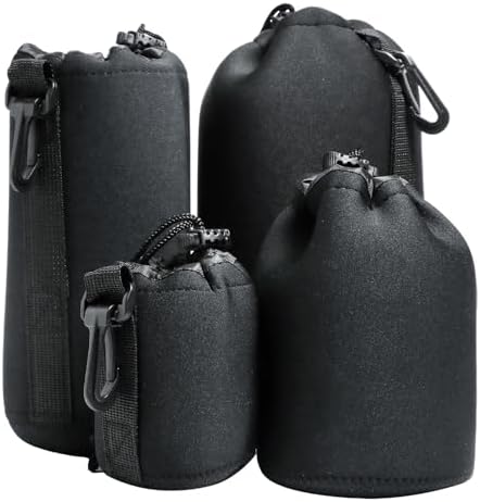 4 Pcs Camera Lens Bags Pouch,Camera Lens Holder,4 Sizes Protective Camera Lens Pouch Set With Drawstring Design(Small, Medium, Large, X Large) by Unknown