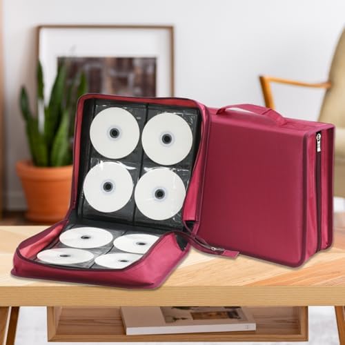 DVD Case CD Storage,256 Capacity CD Cases Holder DVD Storage Case Holders CD DVD Disc Case Storage Wallet Binder for Car Home Office Travel (256 Red) - Image 6