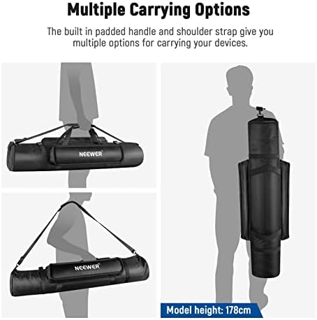 Neewer Tripod Carrying Case, Heavy Duty Waterproof Nylon Bag with Handles & Shoulder Straps, Compact Case with Full Length Zippered Closure, External Pocket for Light Stand/Boom Stand/Tripod, Black, - Image 7