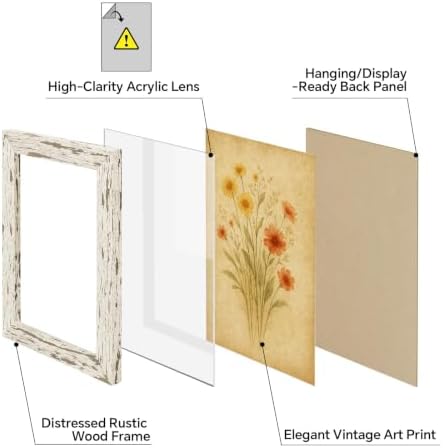 5x7 Rustic Farmhouse Picture Frames with Vintage Prints, Set of 9 - Image 2