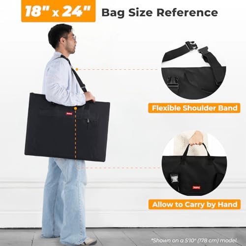 Nicpro Light Weight Art Portfolio Bag, 18x24” Waterproof Art Portfolio Case - Image 3