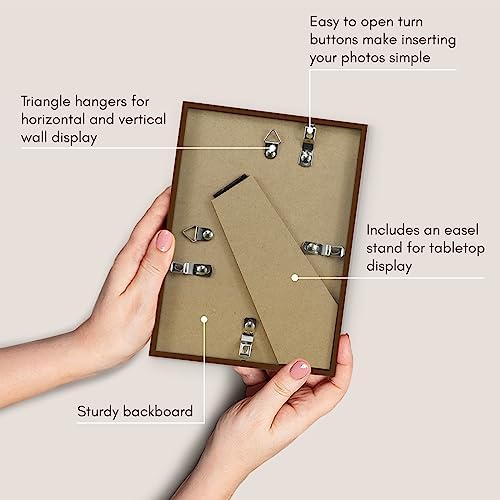 Americanflat 5x7 Picture Frame with Shatter-Resistant Glass - Streamline Collection - Thin Border Photo Frame for Tabletop and Wall Display - Hanging Hardware and Easel Stand Included - Mahogany - Image 5