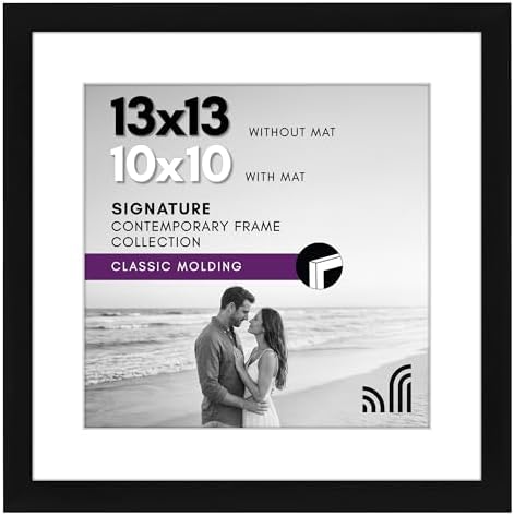 Americanflat 13x13 Picture Frame - Matted to 10x10 - Black by Americanflat