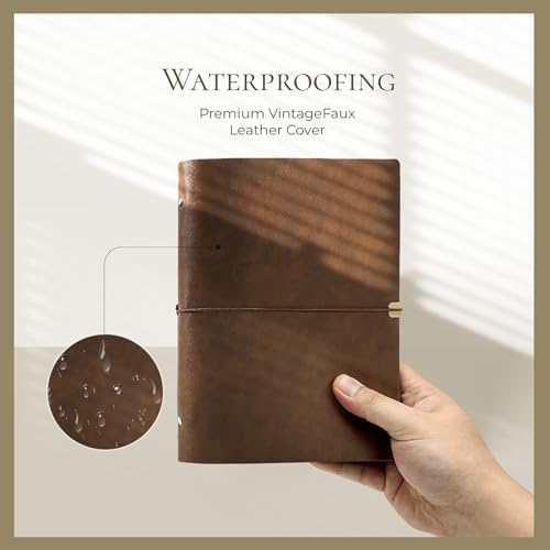 Vienrose Faux Leather Scrapbook Photo Album with 100 Pages Kraft Paper for 4x6 5x7 6x8 Photos, Vintage binder 3 ring DIY Memory Book for Valentines Anniversary Christmas Birthday Travel Brown - Image 3