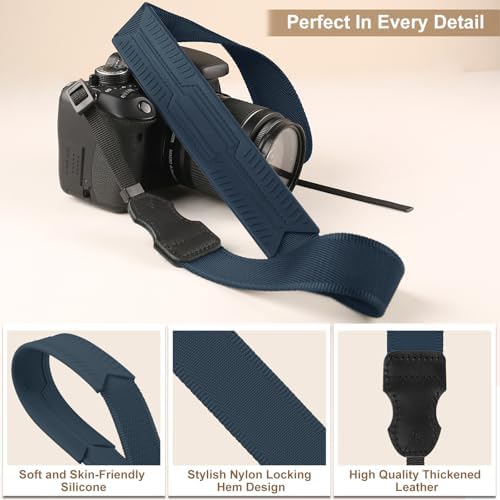 FIEIL Neck Strap Silicone Camera Straps - Padded Camera Strap, 1.5" Wide Adjustable Nylon Shoulder Strap - Compatible with Canon, Nikon, Sony, and More DSLR and Mirrorless Cameras (Royal Bule) - Image 5