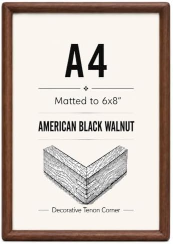 Solid Walnut Picture Frame with Plexiglass, 6x8 8x10, Large Solid Wood Tabletop Photo Frame with Decorative Joinery Corners (Walnut, For A4 / 8x10 / 6x8 Photo) by 3Liangthings