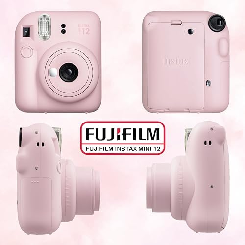 Fujifilm Instax Mini 12 Instant Camera Bundle with Fujifilm Instax Mini Instant Film Value Pack (60 Sheets) with Accessories Including Protective Case, Strap, Photo Album (Blosssom Pink) - Image 3