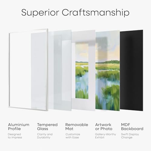 Homeforia A0 White Poster Frame, High-End Metal, A1 Mat, Glass - Image 3