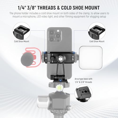 NEEWER Phone Tripod Mount Adapter with Arca Type QR Base, Cold Shoe, SP-18 - Image 2