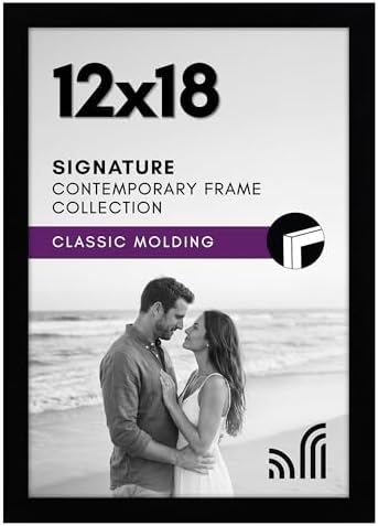 Americanflat 12x18 Poster Frame with Shatter-Resistant Glass - Signature Collection - Gallery-Style Frames Made of Engineered Wood - Photo Frame for Wall Display - Black by Americanflat