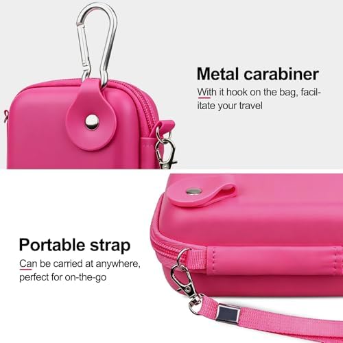 Lacdo Camera Carrying Case for Canon PowerShot ELPH 360/200/185/180/190/350, Sony Cyber-Shot DSC-W830/WX350/WX500/W810/W800 Digital Camera, Hard EVA Protective Camera Storage Trave Bag, Rose - Image 7