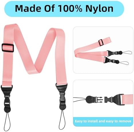 Adjustable Pink Camera Strap, iPad Strap Nylon Neck Lanyard - Image 4