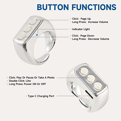 CKG Tiktok Scrolling Ring, Tiktok Remote Control for Android and iPone, Bluetooth Remote Clicker Control, Minimalist Style and Smart Make Life Easier - Metallic Silver - Image 6
