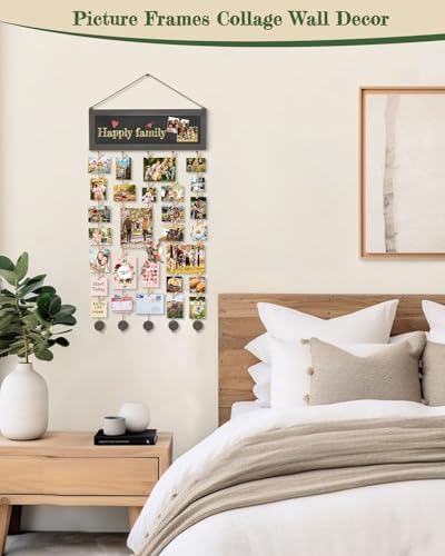 Bikoney Hanging Picture Frame Collage with Blackboard - Weathered Grey - Image 3