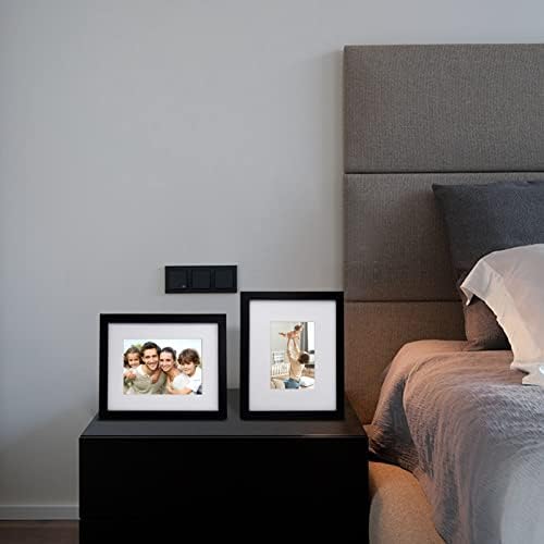 Egofine 8x10 Picture Frames Set of 4, Made of Solid Wood Covered by Plexiglass 4x6 and 5x7 with Mat or 8x10 without Mat, for Table Top Display and Wall Mounting Photo Frame Black - Image 6
