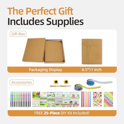 Vienrose DIY Scrapbook Photo Album Kit,8.5x11 Inch,60 Pages,Khaki - Image 5