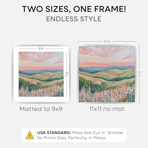 Homeforia 11x11 Silver Picture Frame, High-End Metal, 9x9 Mat, Glass - Image 2
