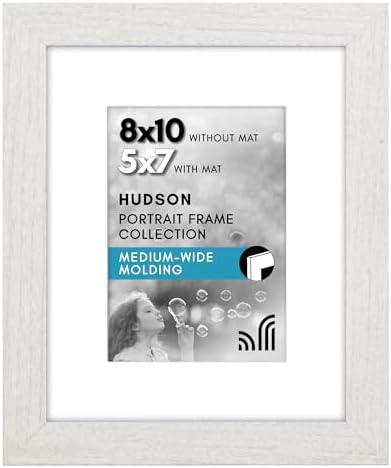 Americanflat 8x10 Picture Frame - Matted to 5x7 - Engineered Wood - White by Americanflat