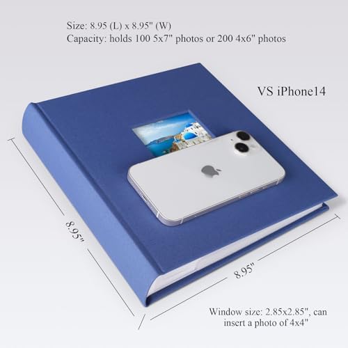 1DOT2 Photo Album with Writing Space, 100 Pages, Linen Cover, Blue - Image 6