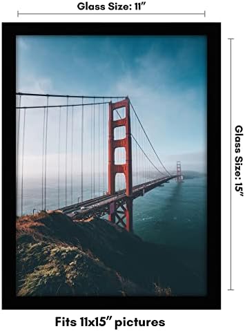 Americanflat 11x15 Picture Frame with Shatter-Resistant Glass - Signature Collection - Gallery-Style Frames Made of Engineered Wood - Photo Frame for Wall Display - Black - Image 2
