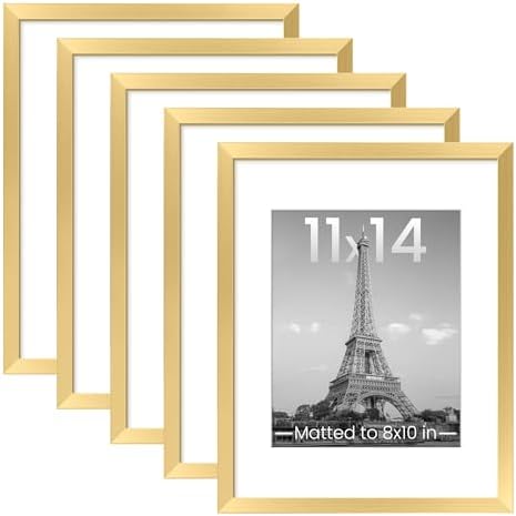 upsimples 11x14 Picture Frame, Gallery Wall Frames Set of 5, Gold by upsimples