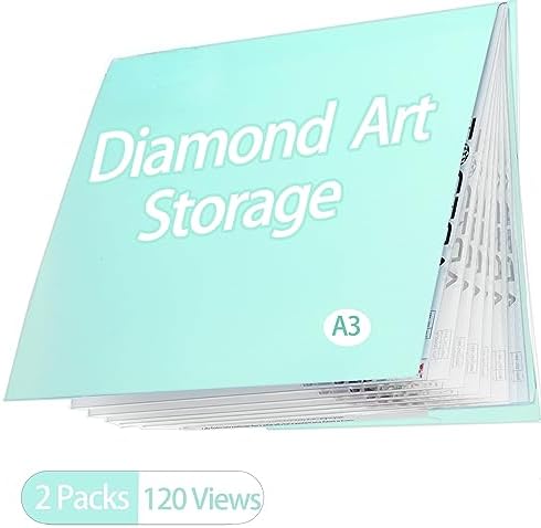2 Packs A3 Diamond Painting Storage Book, Large 30x40 Diamond Art Storage Presentation Book with 60 Pags, Diamond Painting Art Portfolio Folder, Clear Pockets Artwork Storage Photo Album Refill Pag - Image 2