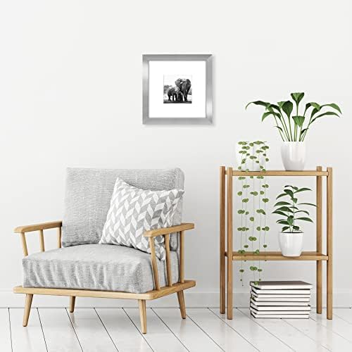 Americanflat 8x8 Picture Frame - Matted to 4x4 - Engineered Wood - Silver - Image 5