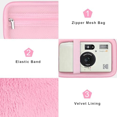 Canboc Carrying Case for KODAK EC35/ KODAK EKTAR H35 Film Camera, Pink - Image 5