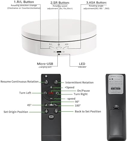 JAYEGT Motorized Rotating Display Stand, 5.74inch /22lbs Load, 360 Degree Electronic Turntable Display Stand for Photography Products Shows , Jewelry, with 5 Colors Backgrounds(White/Remote Control ) - Image 4