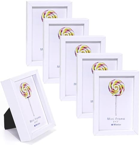 Small Picture Frame 2x3 6 Pack, Magnetic Photo Frames for Fridge and Tabletop Desk Decor, Cute Wallet Size Colored Picture Frames for School Locker, Family Baby Photo, White by Unknown