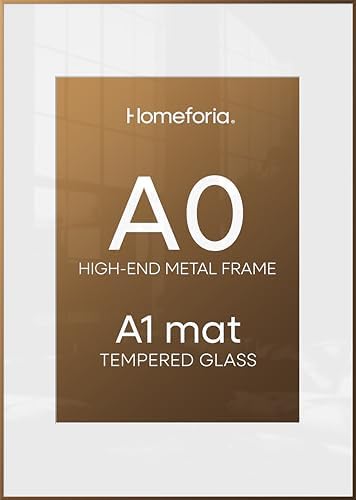 Homeforia A0 Bronze Poster Frame, High-End Metal, A1 Mat, Glass by Homeforia
