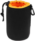Large Camera Lens Pouch, Thick Protective Neoprene Bag Storage Cover Case with Drawstring Design, Soft Plush Interior, Compatible for Canon, for Nikon, for Sony DSLR Lenses (L Size) by Unknown
