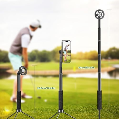 Golf Selfie Stick Tripod & Ground Spike to Record Swing, Phone Mount Golf Spike& Tripod, Strong Magnetic Mount, 11.4–47in Adjustable Pole, 1/4" Thread, Portable& Compact, Durable Aluminum Design - Image 2