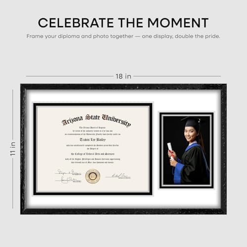 Homeforia 11x18 White Oak Diploma Frame, High-End Wood, 8.5x11 & 5x7 Mat - Image 5
