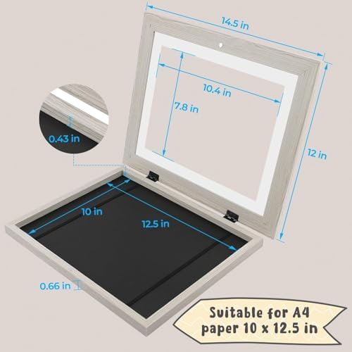 2 Pack 10x12.5 Front-Opening Kids Artwork Frames Changeable (Grey) - Image 3