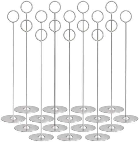 12 Inch Matte Silver Steel Place Card Holder,16 Pack Table Number Holder by UrbanDeco