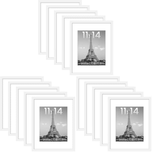 upsimples 11x14 Picture Frame Set of 5, Display Pictures 8x10 with Mat or 11x14 Without Mat, Wall Gallery Photo Frames, White (Pack of 3) by upsimples